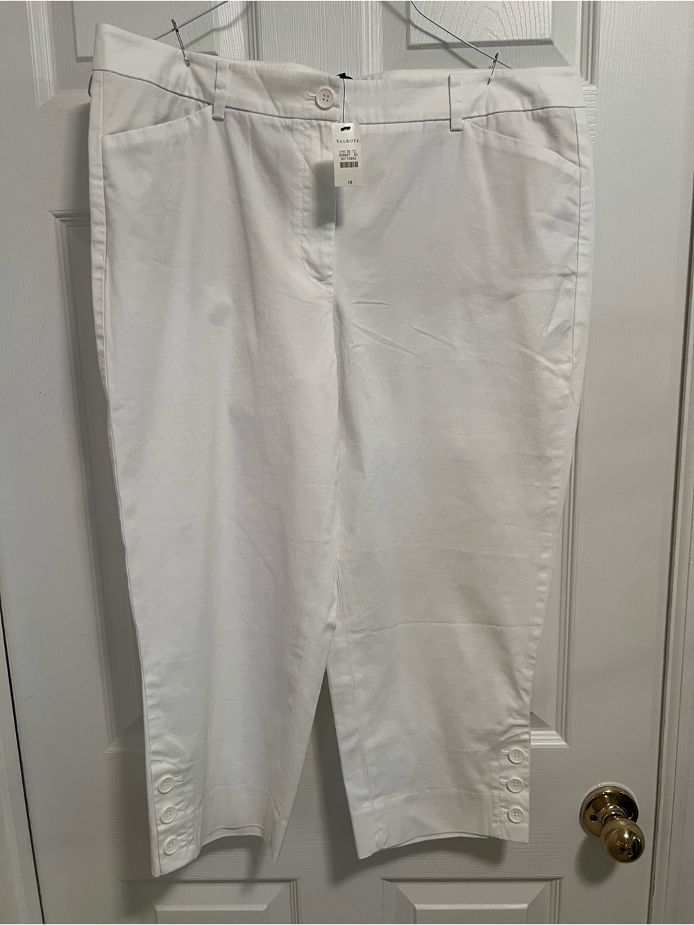 Talbots White Cropped Button-Hem Jeans